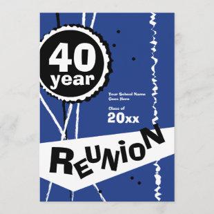 Customizable Blue 40 Year Class Reunion Invitation