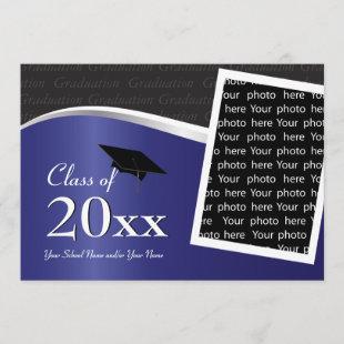 Customizable Blue and Black Graduation Invitation