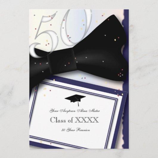 Customizable Blue and White 50 Year Class Reunion Invitation