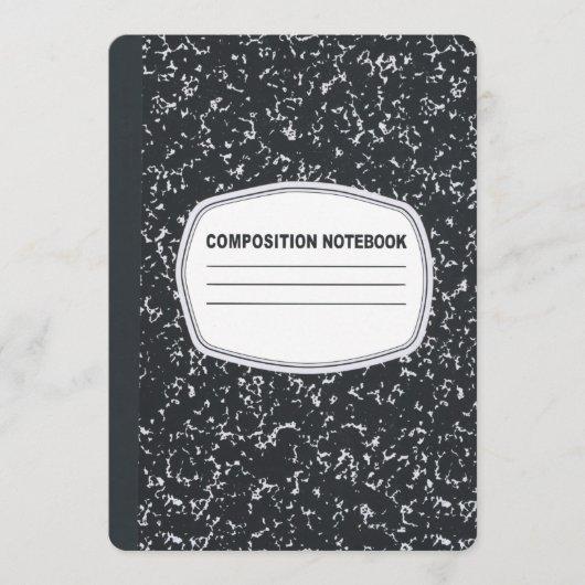 Customizable Composition Notebook Invitation