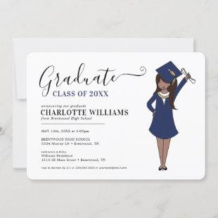 Customizable Girl Avatar | High School Graduation Invitation