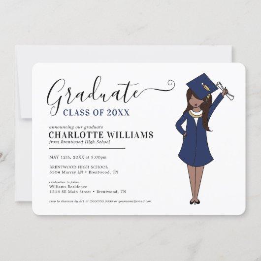 Customizable Girl Avatar | High School Graduation Invitation