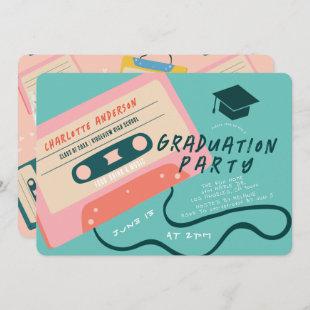 Cute 80's Pink Cassette Tape Graduation Photo Invitation