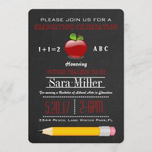 Cute Apple Teacher Graduation Invitation