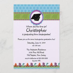 CUTE Blue Boys Kindergarten Graduation Invitation