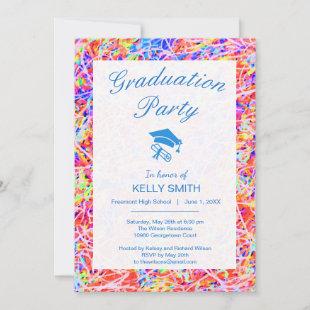 Cute colorful abstract painting graduation party invitation
