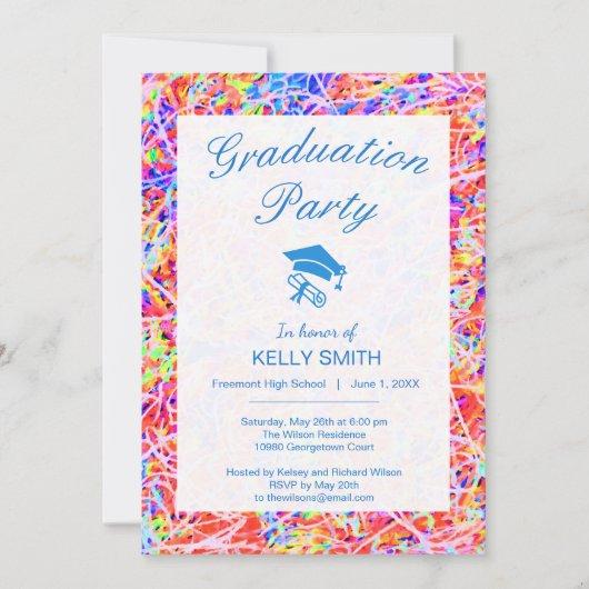 Cute colorful abstract painting graduation party invitation