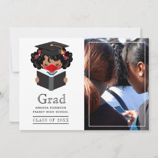 Cute Covid African American Girl Graduation Photo Announcement