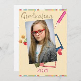Cute Double Photo Middle School Graduation Invitation