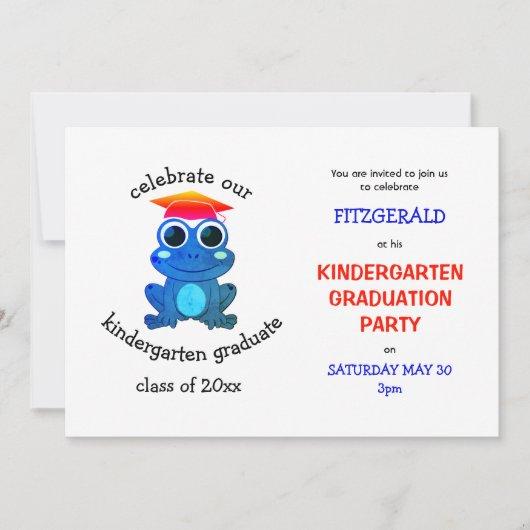 Cute Frog Kindergarten Graduation Party Invitation