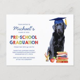 Cute Graduate Dog Preschool Graduation Invitation
