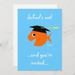 Cute Graduation Beach or Pool Party Turquoise Invitation