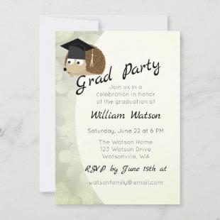 Cute Hedgehog Themed Graduation Party Invitation