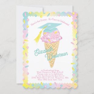 Cute Ice Cream Graduation Party Invitation