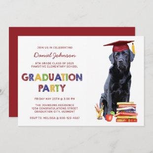 Cute Kids School Puppy Dog Graduation Party Invitation