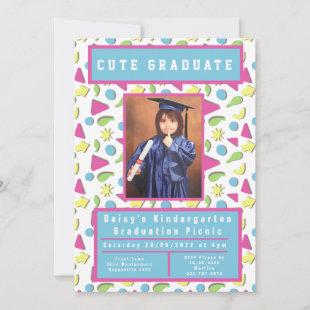 Cute  kindergarten graduate fun shapes custom invitation