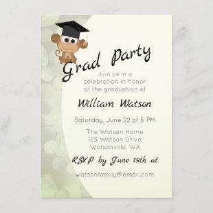 Cute Monkey Themed Graduation Party Invitation