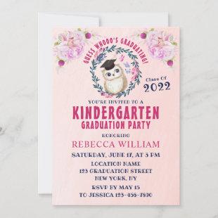 Cute Owl Funny Kindergarten Graduation Invitation