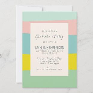 Cute Pastel Geometric Spring Graduation Party Invitation