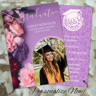 Cute Personalized Purple Nature Floral Graduation  Invitation