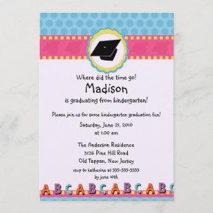 CUTE Pink Girls Kindergarten Graduation Invitation