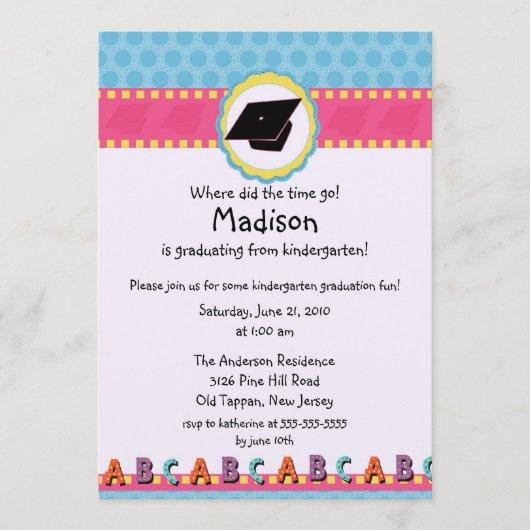 CUTE Pink Girls Kindergarten Graduation Invitation