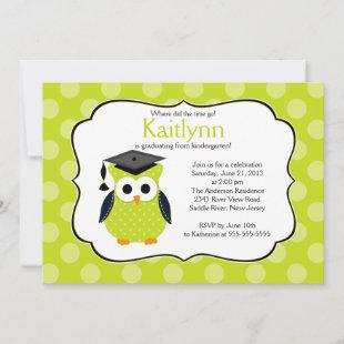 Cute Polka dots Grad Owl Girl Boy Graduation Invitation