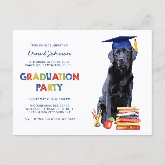 Cute Puppy Dog Kids School Graduation Party Invitation Postcard