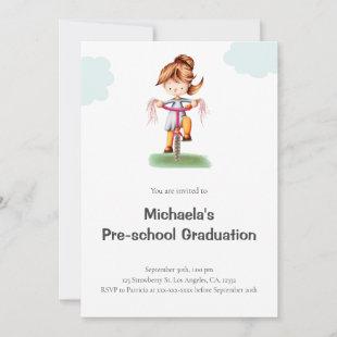 Cute Simple Girl Preschool Graduation  Invitation