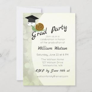 Cute Snail Themed Graduation Party Invitation