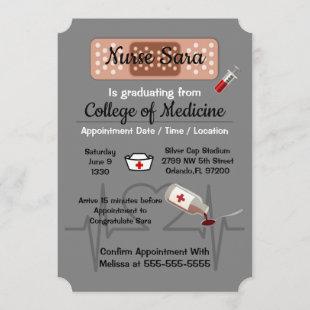 Cute Trendy Medical Nursing School Graduate Invitation