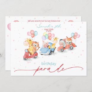 Cute Watercolor Animals Birthday Parade Invitation