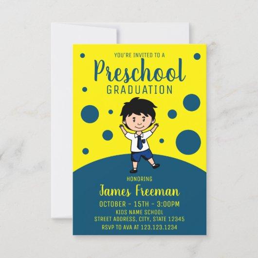 Cute Yellow Boy Preschool Graduation Invitation