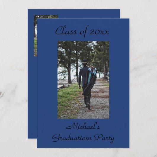 Dark Blue Add photo Graduation Invitation