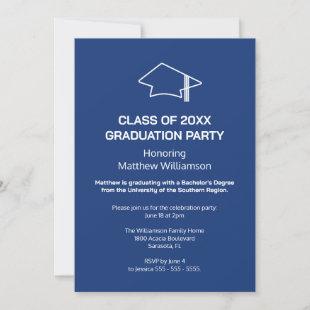Dark Blue Graduation Party Invitation