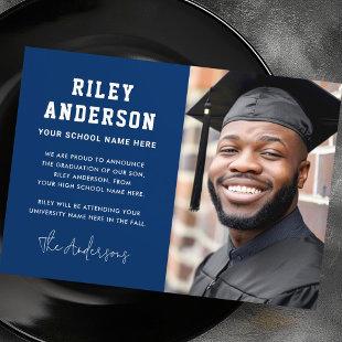 Dark blue graduation photo announcement
