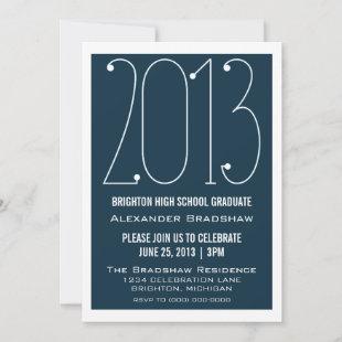 Dark Blue Trendy 2013 Graduation Invitation