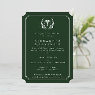 Dark Green/White MD Doctor Caduceus Graduation Invitation