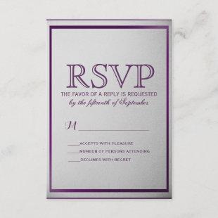 Dark Royal Purple Outline on Gray Gradient RSVP Card
