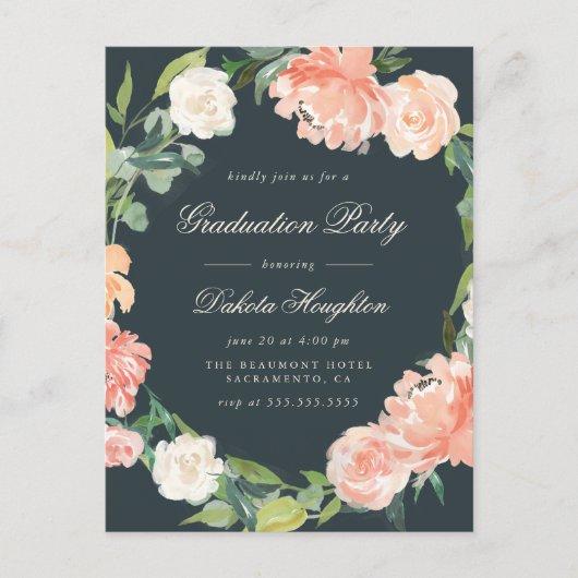Dark Watercolor Eucalyptus Wreath Graduation Party Invitation Postcard