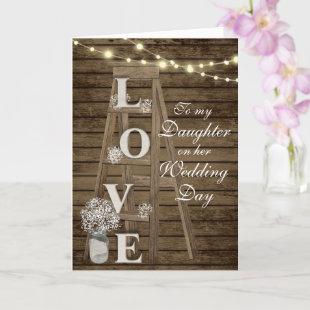 Daughter Wedding Day Rustic Ladder Card
