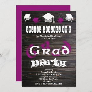 Dawson Purple Blurry Text Graduation House Party Invitation