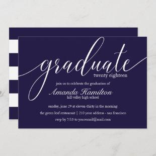 Deep Blue  typography Graduation Invitation