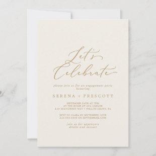 Delicate Gold Calligraphy | Cream Let's Celebrate Invitation