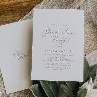 Delicate Rose Gold Calligraphy Graduation Party Invitation