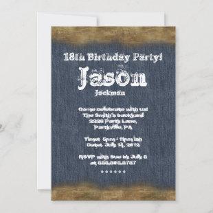Denim Leather Birthday Party Invitation
