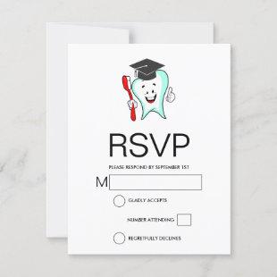 Dental Care Happy Tooth with Toothbrush Graduation RSVP Card
