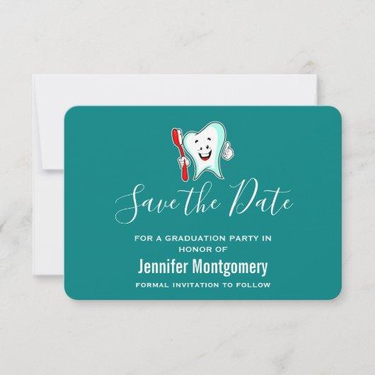 Dental Care Happy Tooth with Toothbrush Save The Date