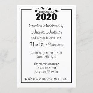 Dental School 2020 Graduation Invite (Black Caps)