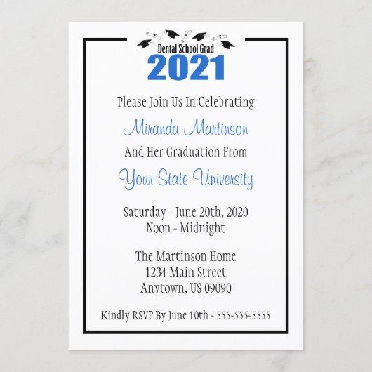 Dental School 2021 Graduation Invite (Blue Caps)